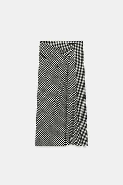 Zara Draped Gingham Skirt