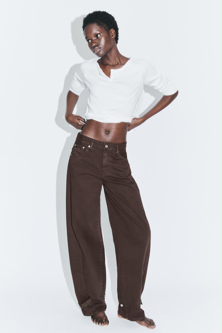 TRF Balloon Mid Rise Jeans With Belt Loops