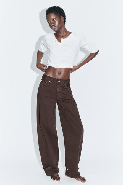 TRF Balloon Mid Rise Jeans With Belt Loops