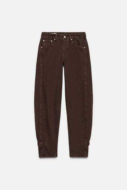 TRF Balloon Mid Rise Jeans With Belt Loops