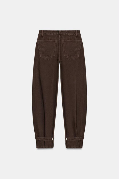 TRF Balloon Mid Rise Jeans With Belt Loops