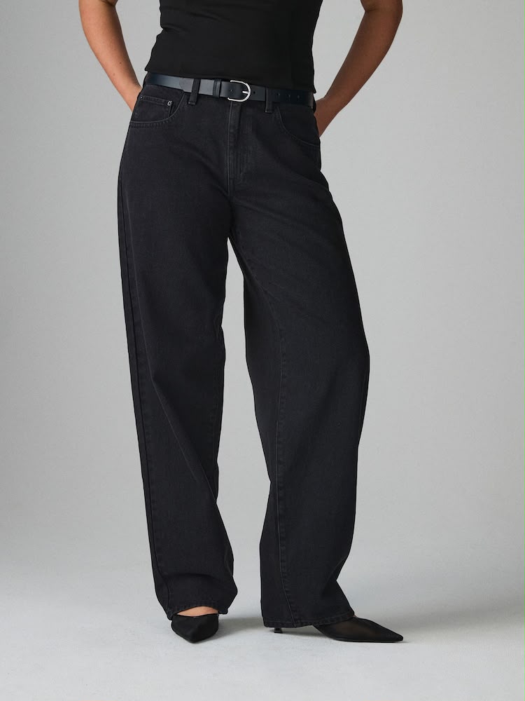 Washed Black Hourglass Baggy Wide Leg Jeans