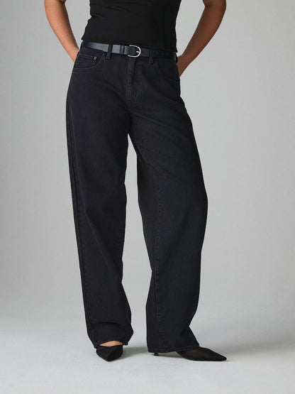 Washed Black Hourglass Baggy Wide Leg Jeans