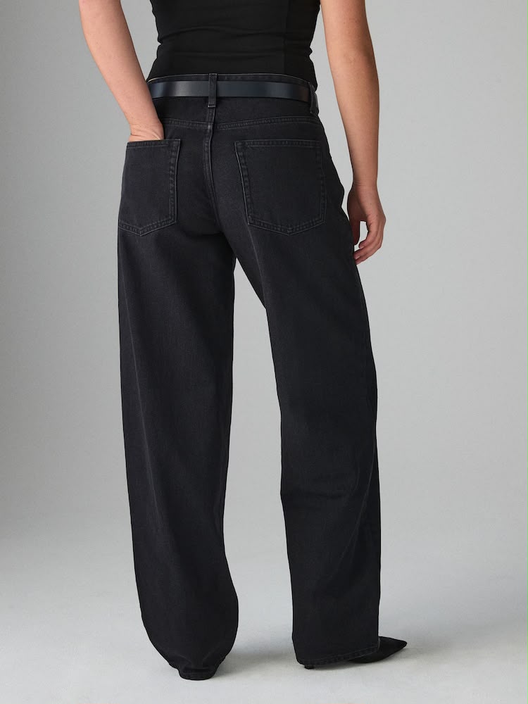 Washed Black Hourglass Baggy Wide Leg Jeans