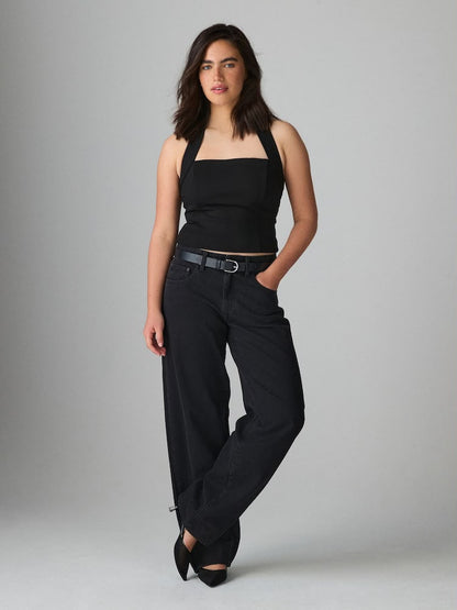 Washed Black Hourglass Baggy Wide Leg Jeans