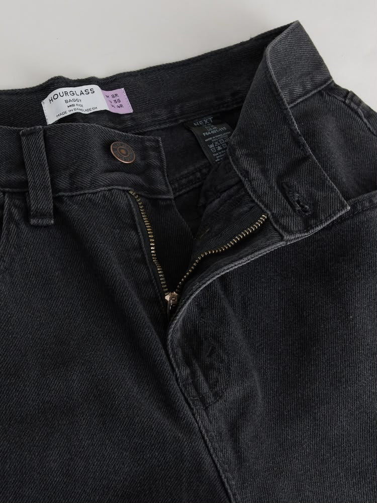 Washed Black Hourglass Baggy Wide Leg Jeans