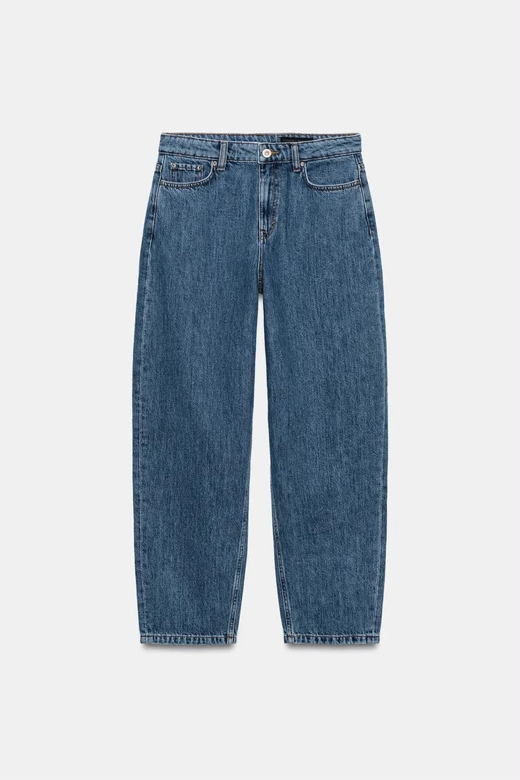Mid-Waist Tapered Jeans Blue