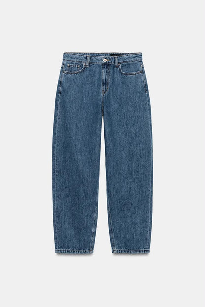 Mid-Waist Tapered Jeans Blue