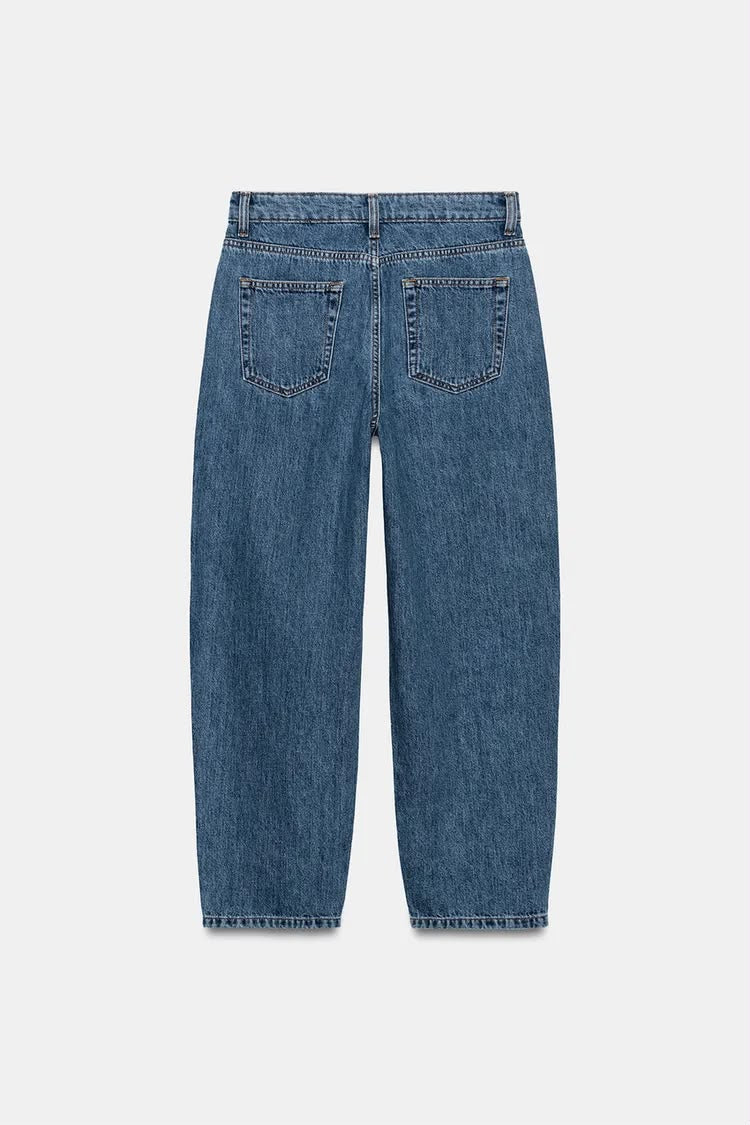 Mid-Waist Tapered Jeans Blue