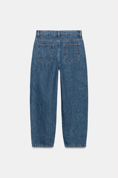 Mid-Waist Tapered Jeans Blue