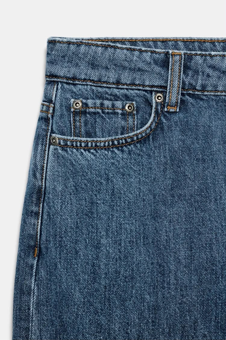 Mid-Waist Tapered Jeans Blue