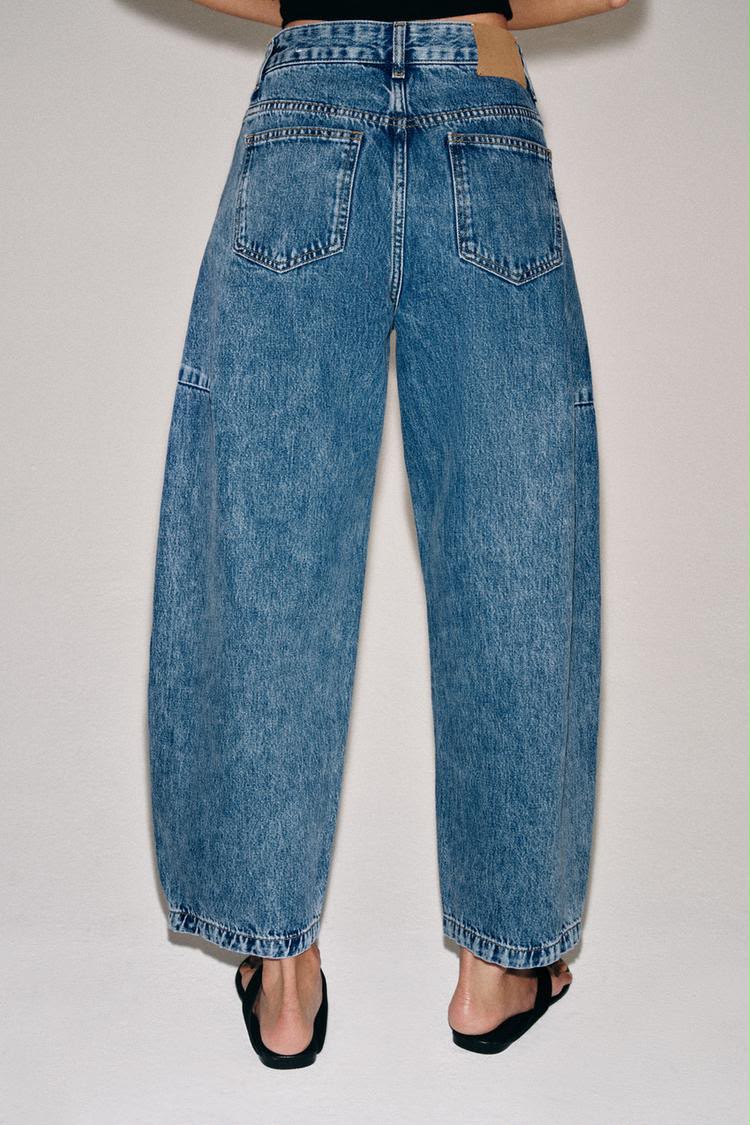 Mid Waist Balloon Leg Ankle Length Jeans