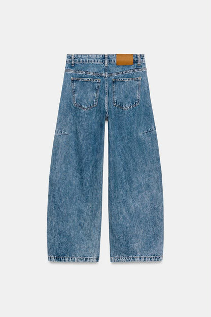 Mid Waist Balloon Leg Ankle Length Jeans