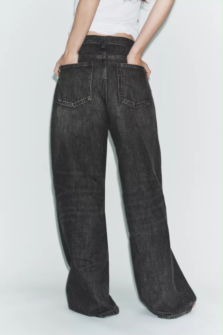 Zara Crossed Waist Wide Leg Jeans