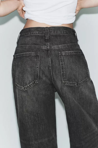 Zara Crossed Waist Wide Leg Jeans