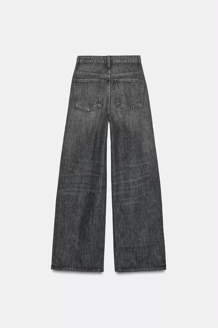 Zara Crossed Waist Wide Leg Jeans
