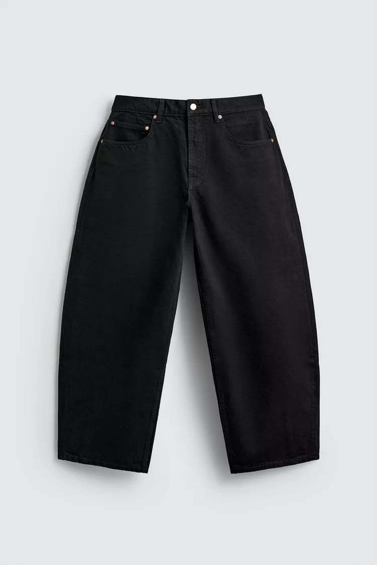 Zara Fitted Waist Relaxed And Curved Leg Balloon Fit