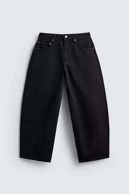 Zara Fitted Waist Relaxed And Curved Leg Balloon Fit