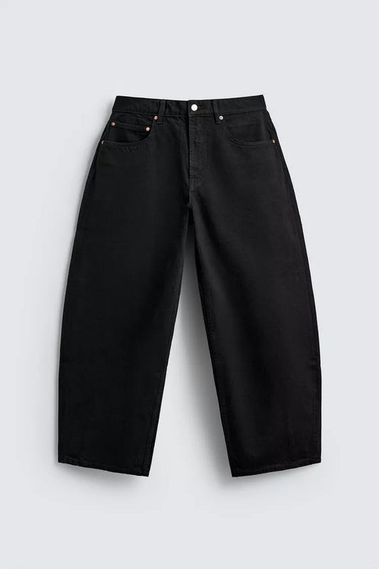 Zara Fitted Waist Relaxed And Curved Leg Balloon Fit