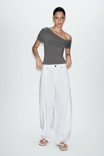 Zara Asymmetrical Neckline Bodysuit