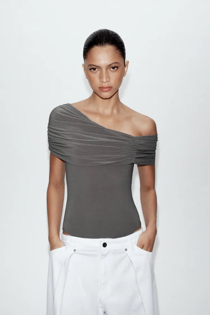 Zara Asymmetrical Neckline Bodysuit