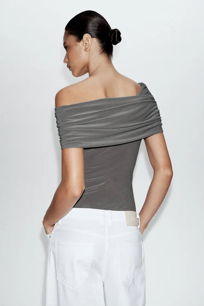 Zara Asymmetrical Neckline Bodysuit