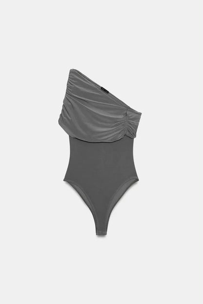 Zara Asymmetrical Neckline Bodysuit
