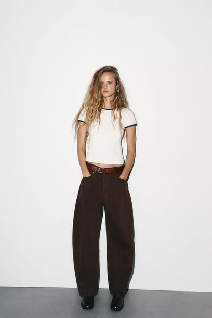 TRF Baggy Barrel Mid Waist Jeans