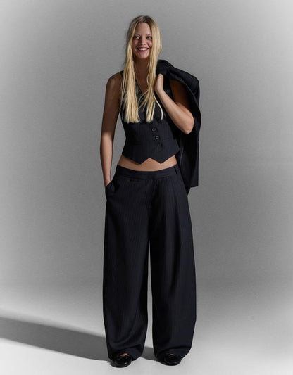 Bershka Crossover Waist Loose Fitting Trouser