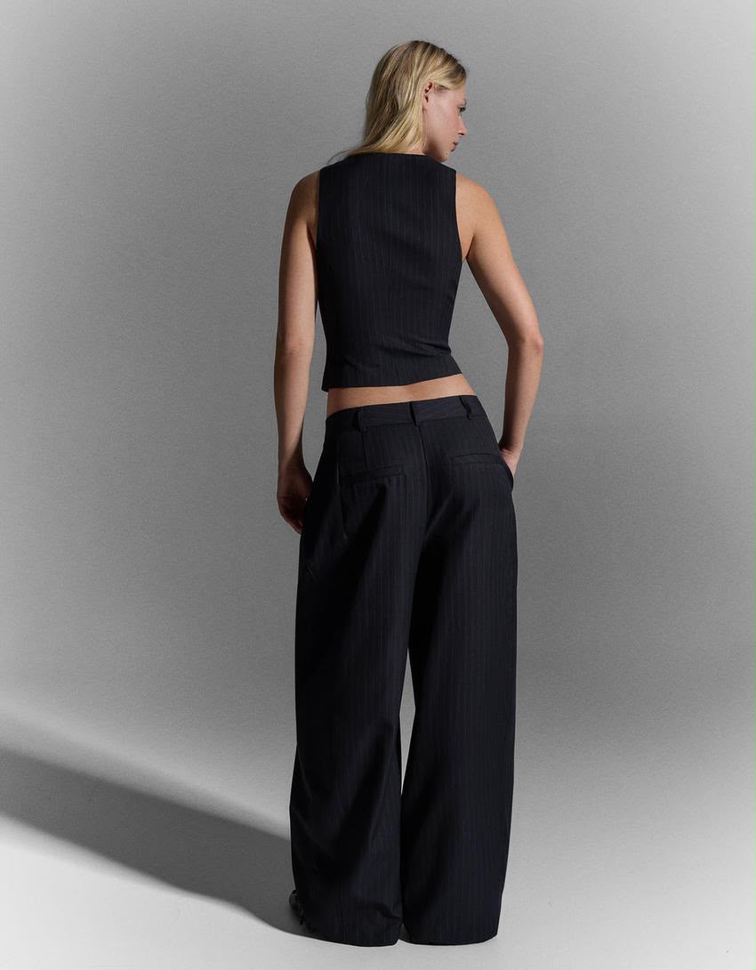 Bershka Crossover Waist Loose Fitting Trouser