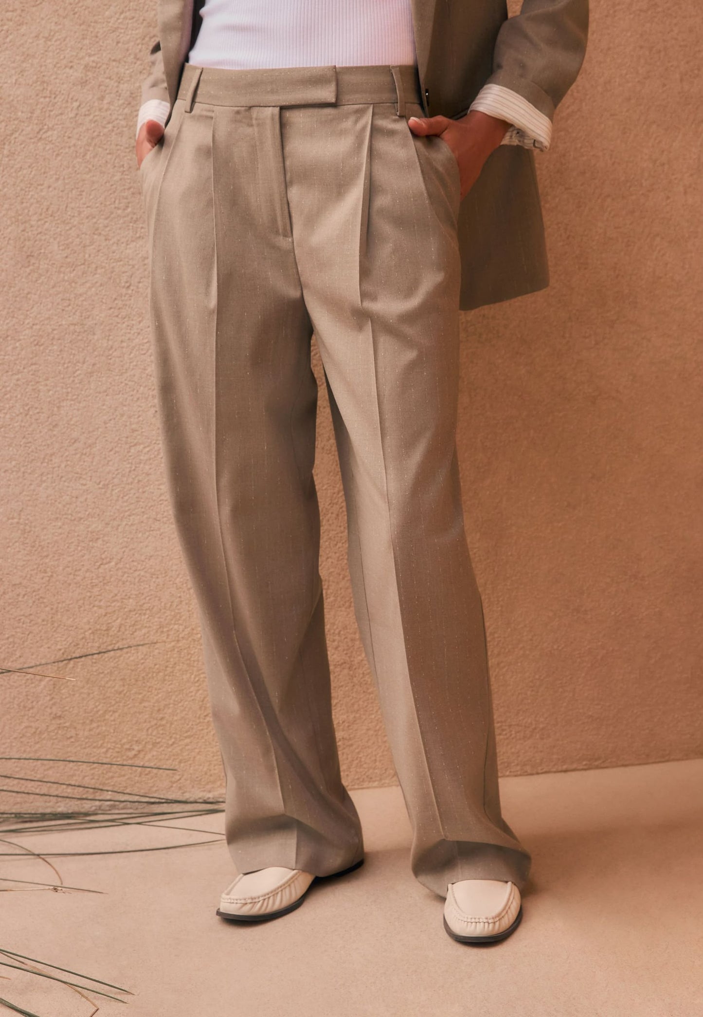 Neutral Stripe Tailored Trouser