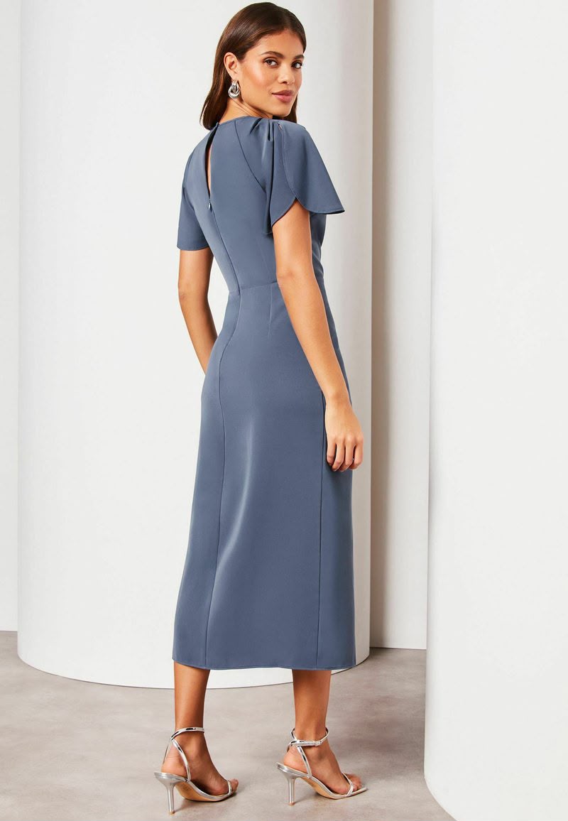 Lipsy Button Front Ruched Sleeved Shift Dress