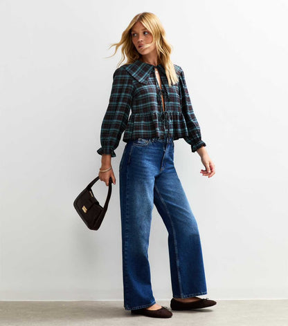 Brown Checked Tie Up Shirt