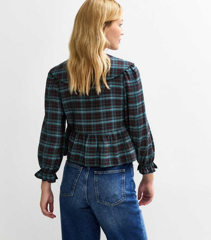 Brown Checked Tie Up Shirt