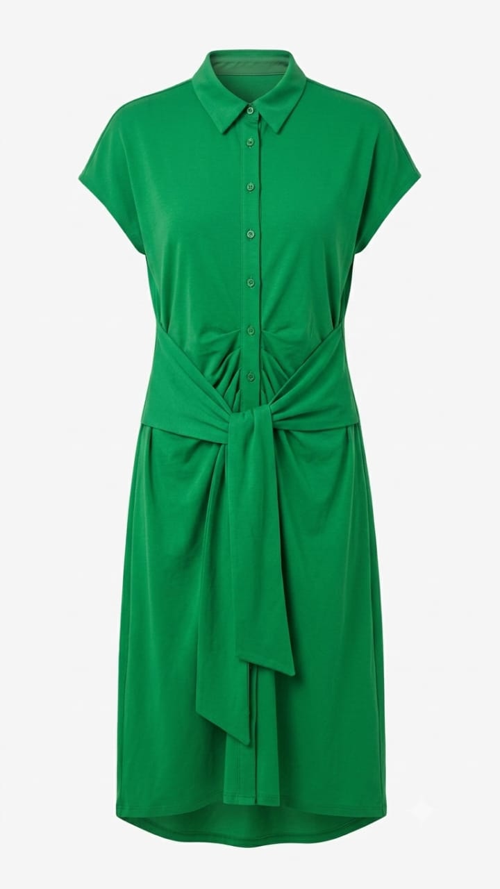 Green Belted Shirt Dress