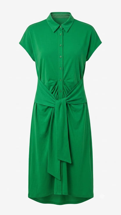 Green Belted Shirt Dress
