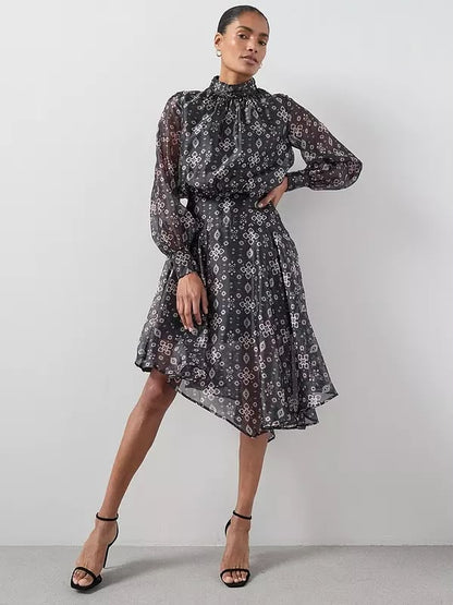 Asymmetrical Hem Dress Print
