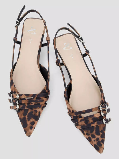 Kitten Heel Sling Back Court Shoe - Leopard