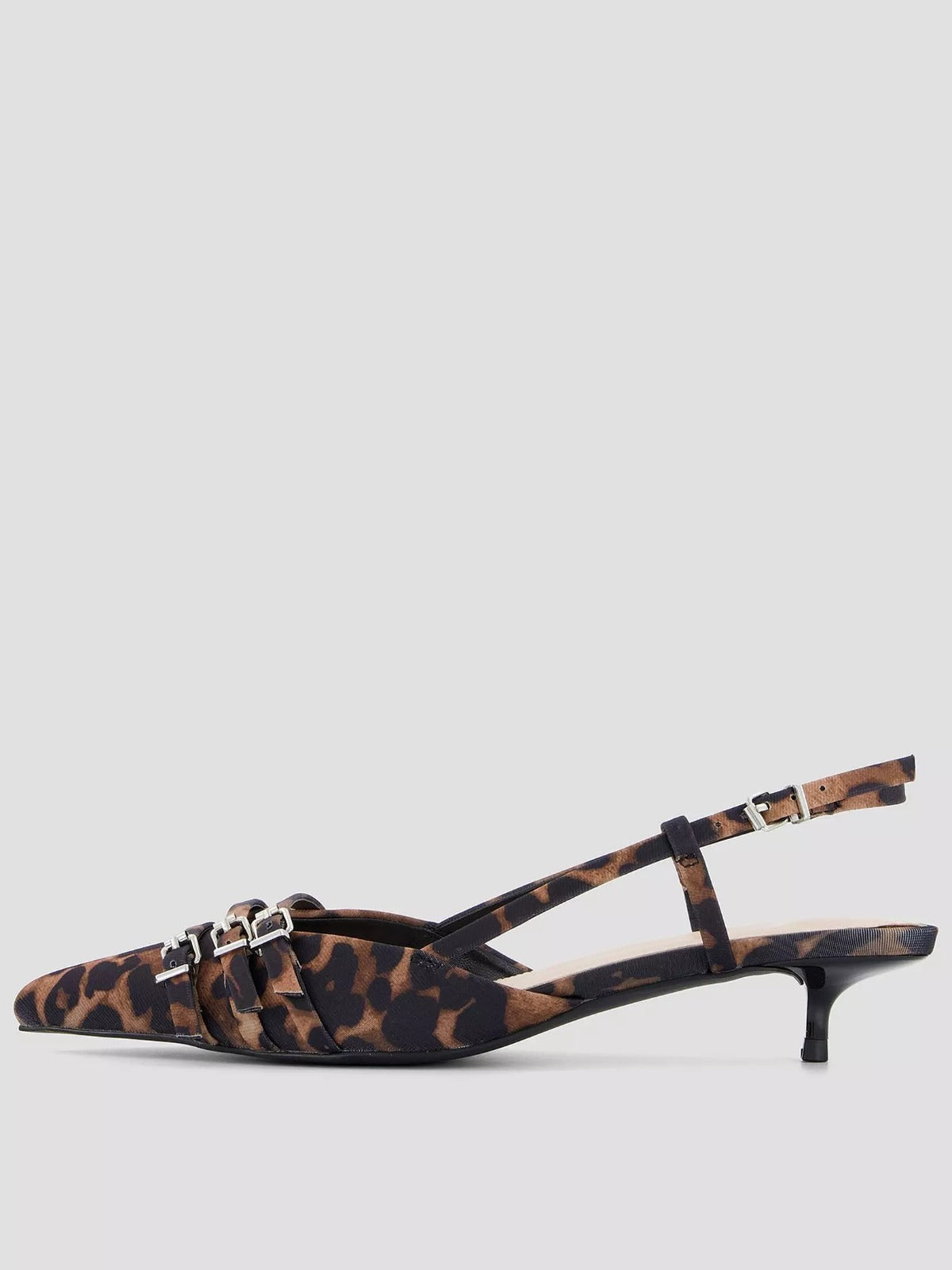 Kitten Heel Sling Back Court Shoe - Leopard