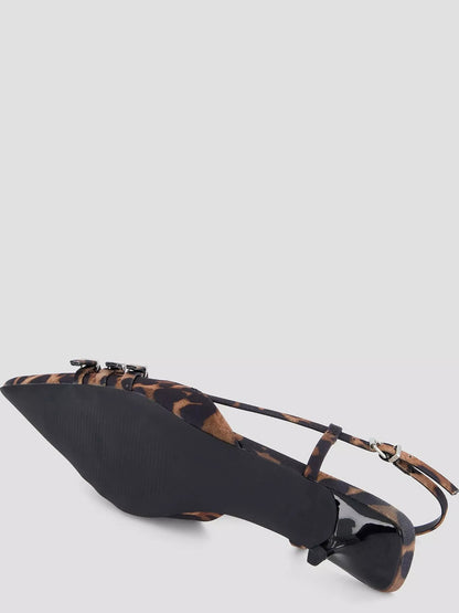 Kitten Heel Sling Back Court Shoe - Leopard