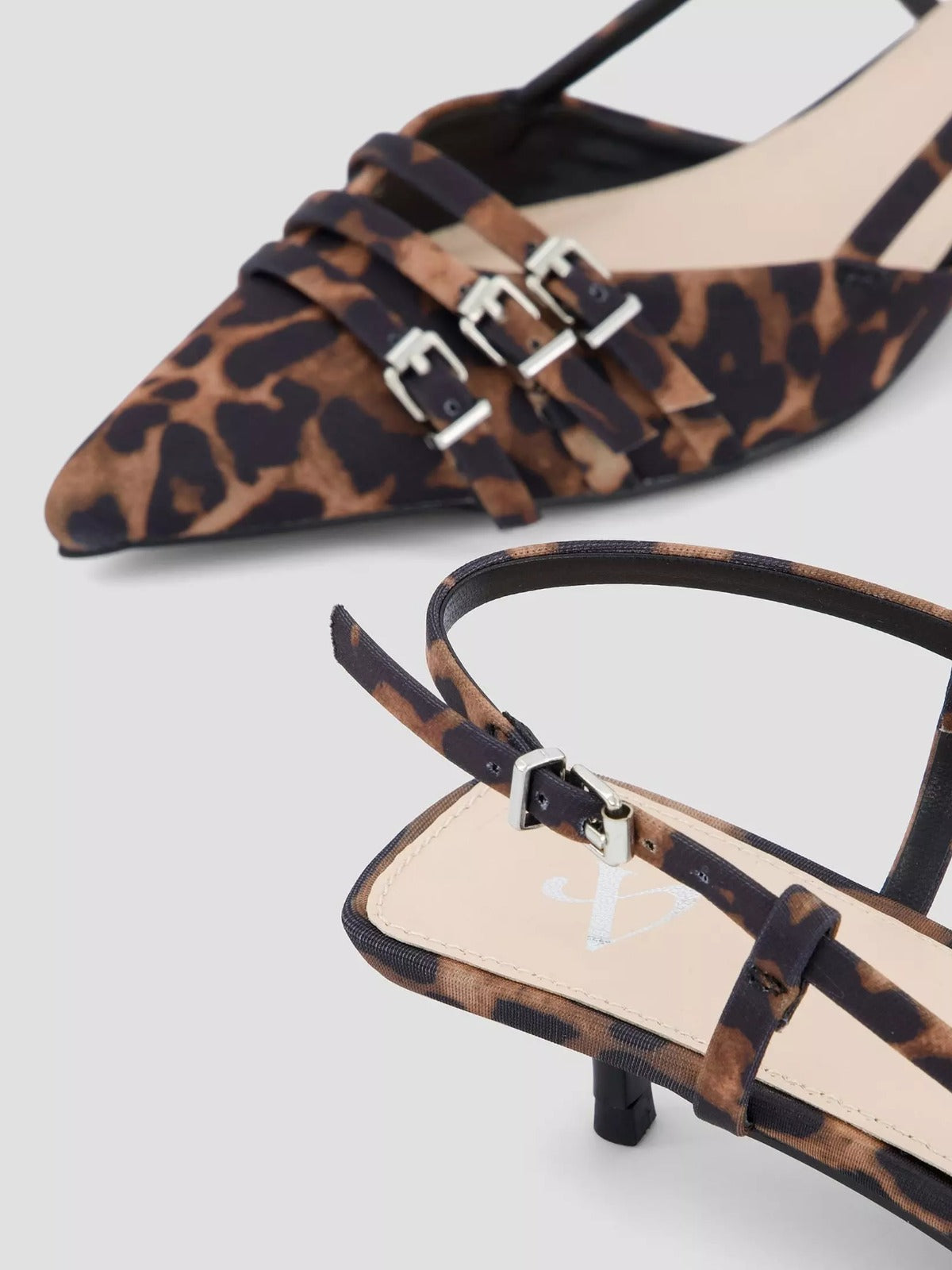 Kitten Heel Sling Back Court Shoe - Leopard