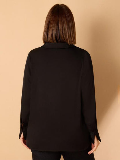 Live Unlimited V-Neck Black Collared Shirt