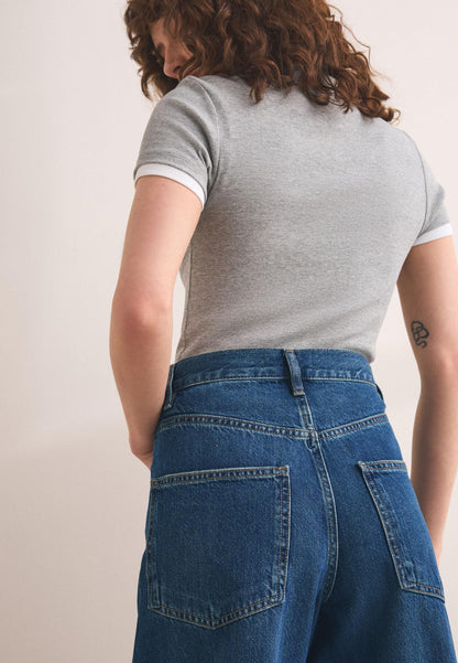 Dark Blue Barrel Leg Jeans