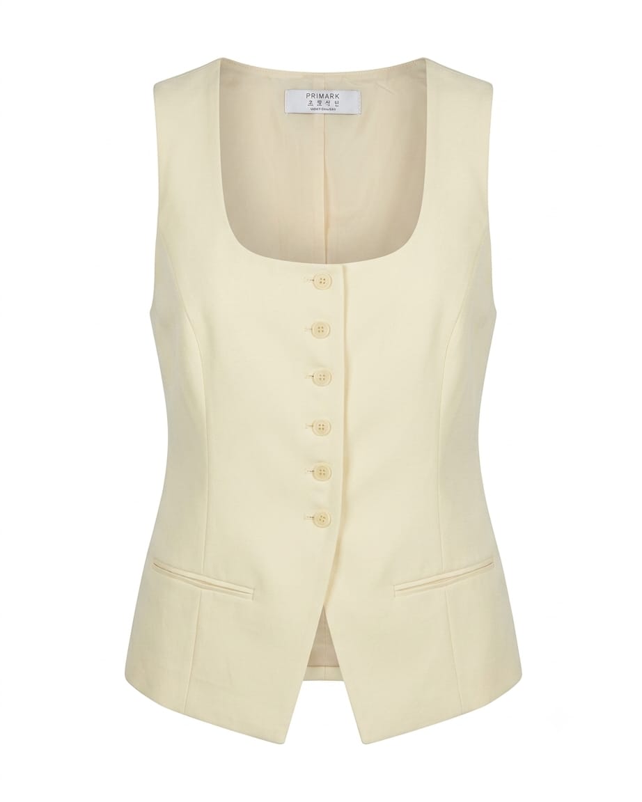 Women Tailored Scoop Neck Waistcoat