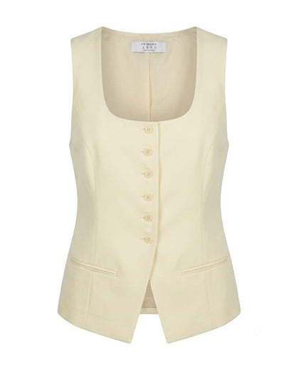 Women Tailored Scoop Neck Waistcoat