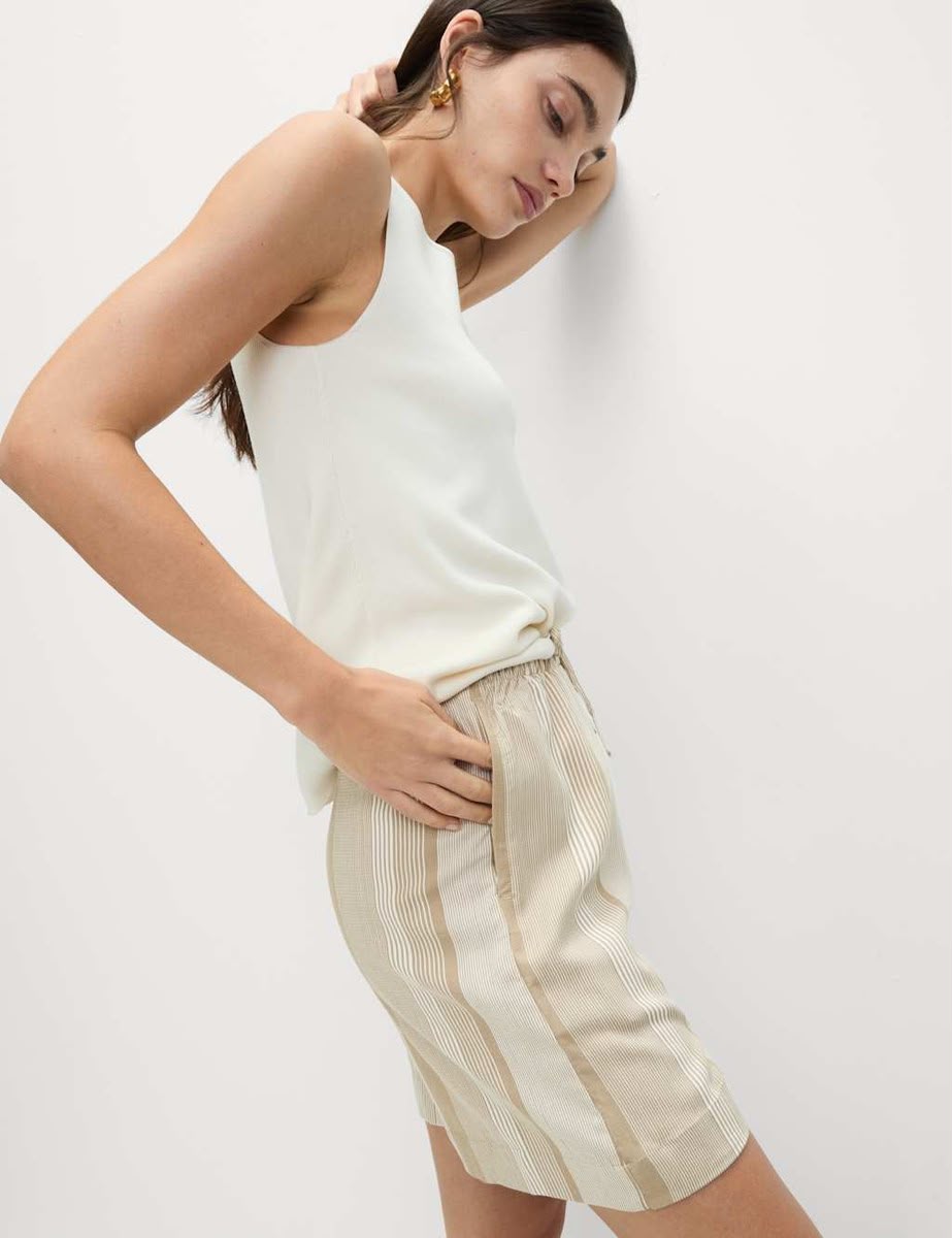 Relaxed Fit Wide Leg Striped Shorts