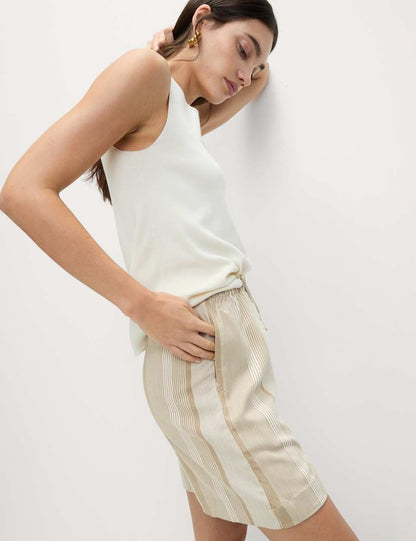 Relaxed Fit Wide Leg Striped Shorts