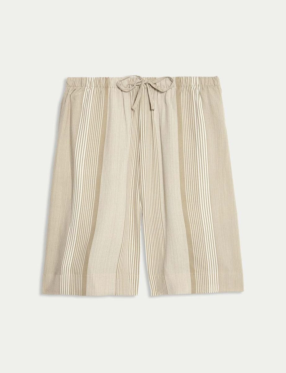 Relaxed Fit Wide Leg Striped Shorts