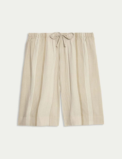 Relaxed Fit Wide Leg Striped Shorts