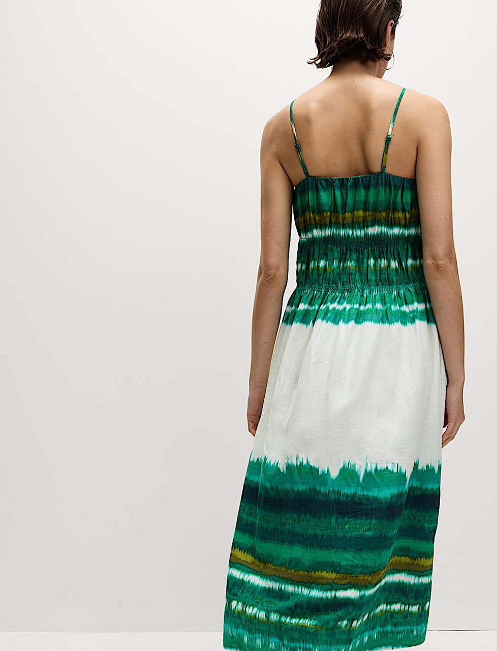Linen Rich Strappy V-Neck Swing Dress